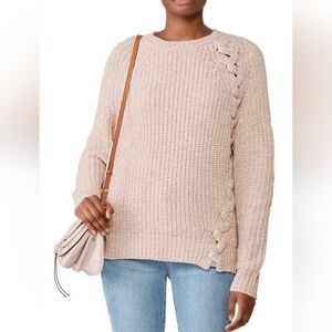 Anthropologie - John + Jenn | Cream Chunky Knit Crew Neck Sweater, Size S